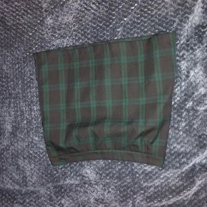 Green and Black Plaid Skirt